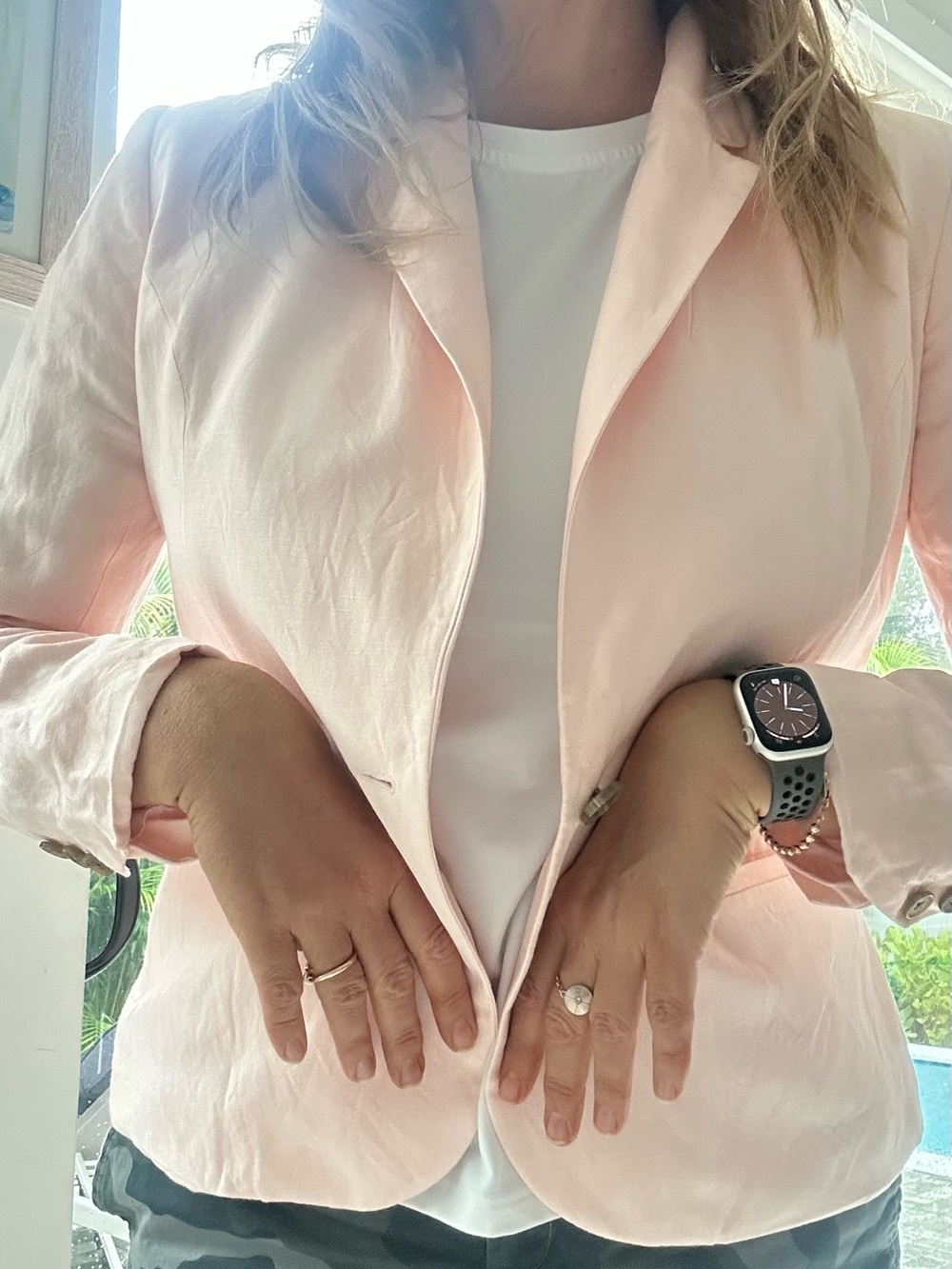 Light Pink Women's Blazer Jacket linen